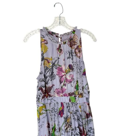 Anthropologie Purple Floral Sleeveless Flowy Ruffle Hermia Midi Dress Size 10 - Picture 5 of 13